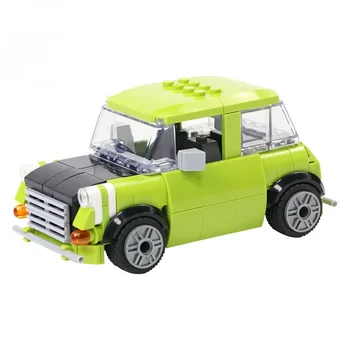 MOC Hot Model Bricks Зелена мини-модел на колата, Тухли, Модел строителни блокове, серия от образователни с марки, играчки за рожден Ден За деца