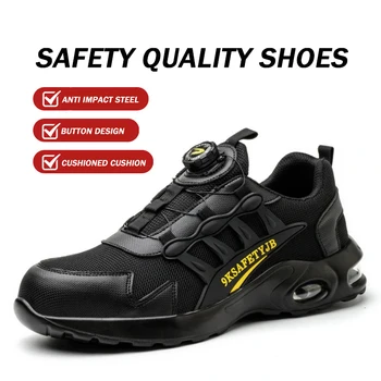 2023 Нова Качествена Работна обувки, Мъжки Обувки Qucik На Дантелен Копчета, Заглушителен Спортни Защитни Обувки Със Стоманени Пръсти, Дишащи Обувки