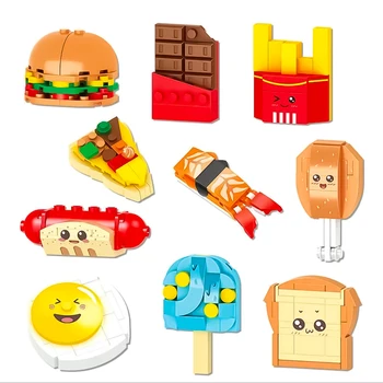 На 10 групи хранителни градивни елементи Шоколадова пица Скариди, Хляб, наденички, пържени яйца, тухли, модели играчки за деца