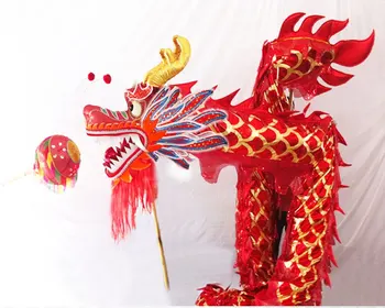 7 м Танцов костюм на Златния Дракон Размер 5 за 6 играчи Детска Студентски парти за Хелоуин Парад Коледа Фолк сцена Китайска Пролет