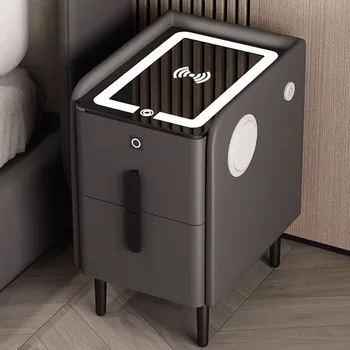 Малки модерни нощни шкафчета цвят Черен, Безжичен зареждане, Скандинавските нощни шкафчета, USB, Луксозни умни предмети от бита