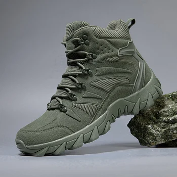 2023 Тактически обувки, Мъжки Туризъм обувки, Мъжки Военни обувки със Специално предназначение, Мъжки Кожени Армейските обувки Големи Размери, Леки Ловни обувки на открито