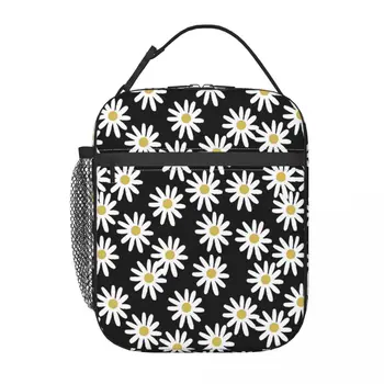 Училищна чанта за обяд с флорални принтом Love Daisy, Оксфорд чанта за обяд, за офис, пътуване, къмпинг, термоохладитель, обяд-бокс