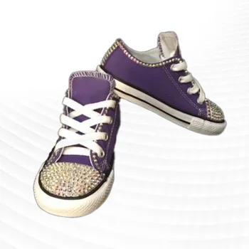 Модни лилави кристали, чувство за дизайн, семейна парусиновая ръчно изработени обувки по поръчка, универсална удобни обувки за украса