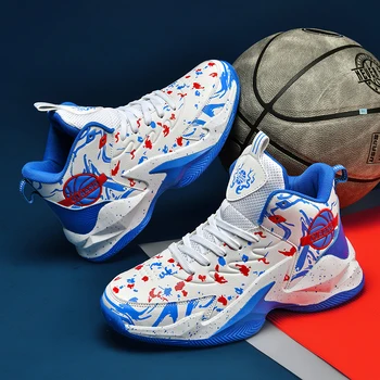 Нова Мъжки баскетболни обувки Дишащи и удобни спортни обувки, Дамски устойчива на плъзгане тренировочная спортни баскетболни обувки