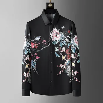Мъжки Модни Однотонная Оксфорд риза с дълъг ръкав, с един накладным джоб, Прост Дизайн, Ежедневни Ризи Стандартно кацане с яка, копчета