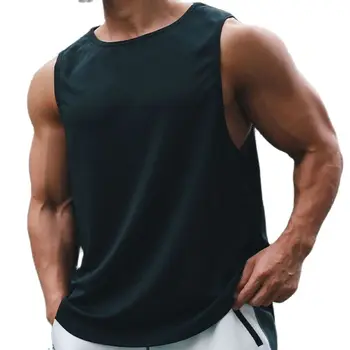 Летен Мъжки быстросохнущий жилетка за спортни тренировки, всекидневни жилетка за фитнес, дишаща тениска без ръкави с луксозен принтом