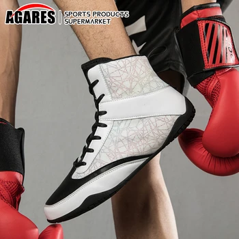 Мъжки боксови обувки с гумена подметка, дишащи борцовские обувки, детски костюмированная обувки за тренировки, професионални обувки за борба, дамски обувки