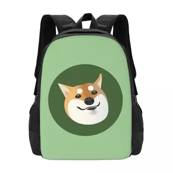 Лого Shiba Inu, проста стилна студентски училищна чанта, Водоустойчив случайни раница с голям капацитет, пътен раница за лаптоп