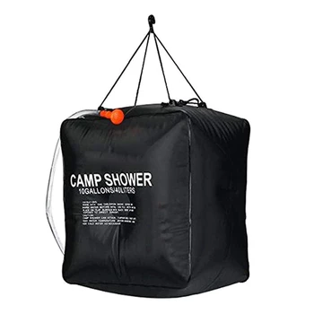 Чанта за душ с обем 40 л, запечатани чанта за душ със слънчев топъл, за къмпинг, за пътуване на открито, черна