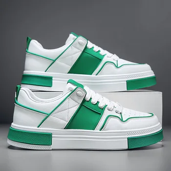Нов Дизайн, Модерни Мъжки обувки зелен Цвят, Удобни Кожени Обувки За скейтборд, Мъжки Нескользящие Маратонки на платформа, Мъжки Спортни обувки, ...