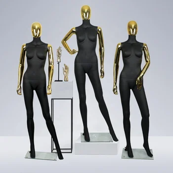 Moda nero femminile manichino corpo intero manichini braccio oro modello femminile donna manichino Display abbigliamento