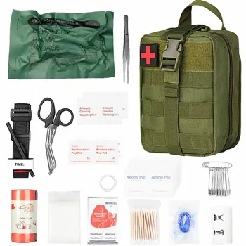 Комплект за Аварийно чанта, Спасителна аптечка за първа помощ, Травматологическое екипировка за оцеляване на открито, Туризъм тактическа чанта Molle за пътуване в кола, Туризъм
