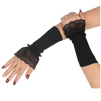 Комплект Чанта дантелен ръкавици на средния пръст, топли дамски ръкавици от два плетени половини по дължина, преносими дамски ръкавици