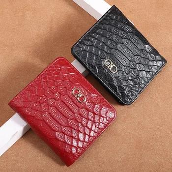 Нов дамски портфейл от естествена кожа, кратък, ултра тънък, с няколко карти, сгъваем портфейл с цип Zero Wallet
