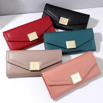 Нова трехстворчатая дамски чанта от изкуствена кожа премиум-клас изкуствена кожа Е най-популярната чанта в югоизточна Азия. Портмоне за жени