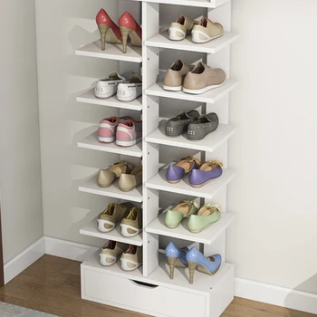 Проста и ясна стойка за обувки, Домакински шкаф за обувки, многопластова стойка за обувки, богат на функции задвижваната Сглобени дървени рафтове за съхранение