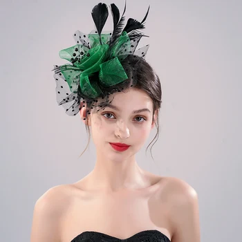Сватбени аксесоари за булката, цветни фиби за коса във формата на шапка, скъпа и елегантна шнола за дата за жени
