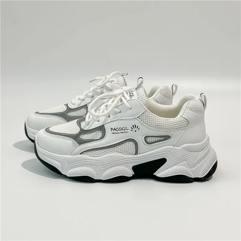 2023 Дамски обувки, ежедневни дишащи обувки на платформа, Удобни дамски вулканизированные спортни обувки дантела, улични маратонки за бягане