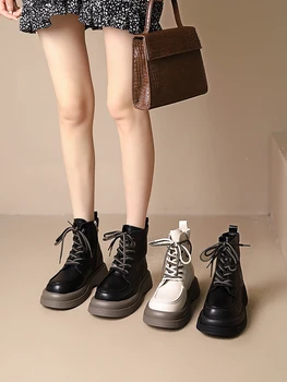 Обувки; Бели Ботильоны с кръгла пръсти, на равна подметка; Луксозни Дизайнерски Обувки дантела; Дамски Ниски Модни Есенни обувки в стила на Рок-Лолита на Мед
