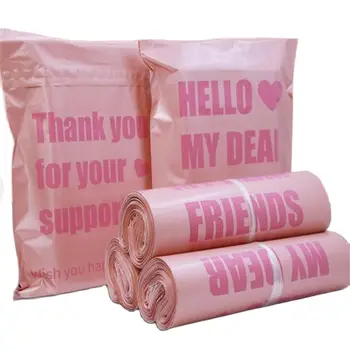 100 бр. розови пластмасови поли пощенска чанта с принтом 