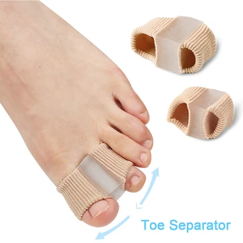 Коректор на ръкавите с 2 дупки, разделител за пръсти, текстилен коректор за палеца на крака с гелевой подплата за облекчаване на болки в големия пръст на крака и на припокриване на пръста на крака