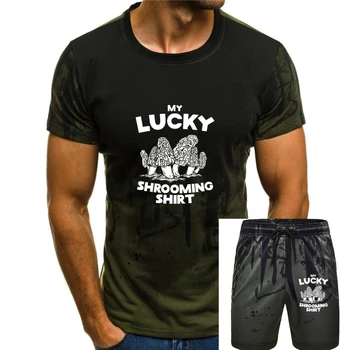 Тениска на My Lucky Shrooming Shirt Morel Mushroom Huntin, Удобни Върховете на поръчка, Мъжки ризи Slim Fit, Памучен Тениска За Младите