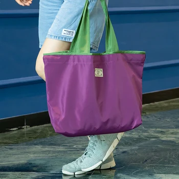 Водоустойчив пазарска чанта, голяма чанта голям за покупки на съвсем малък, пазарска чанта, Сгъваема еко чанта, кран, екологично