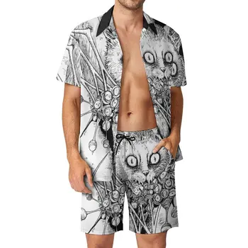 Мъжки комплекти Soichis домашен Любимец Lovely Junji Ito, ежедневни панталони Tomie, плажна риза, trend графичен костюм с къс ръкав, дрехи оверсайз