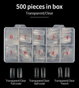 500шт Прозрачни Естествени Френски Уши за дизайн на ноктите с UV Гел-лак За Маникюр, изграждане на Нокти, кутия за накрайници, Опаковане 500шт Дисплей за домашната практика