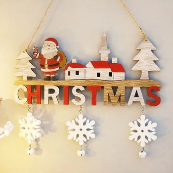 Коледна Врата с Дървена Подвесная Окачване Дядо Коледа Весела Коледна Украса за Дома 2023 Коледа Навидад Noel Подаръци за Нова Година 2024