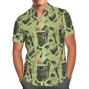 Хавайски лятна мъжка риза, зелени блузи с къс ръкав в стила Аниме, Модни и ежедневни градинска и плажна риза размер Оверсайз 5XL, реколта дрехи