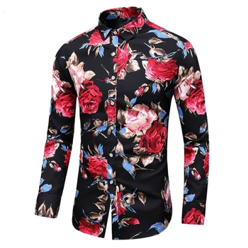 Новост есента 2023, приталенная мъжка риза с къси ръкави с цветен деколте, приталенная персонални мъжка риза с принтом.