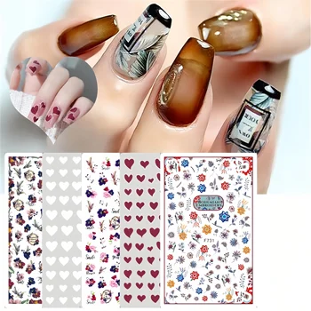 Нова Стикер за нокти с цветен Модел във формата на сърце, 3D Лепило, Водоустойчиви и издръжливи на аксесоари за нокти, аксесоари за дизайн на ноктите, Аксесоари за нокти