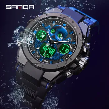На BIANA Марка G Style Мъжки дигитален часовник 50 м Водоустойчив удароустойчив Военни спортни часовници Модерни електронни ръчни часовници за Мъже Relogios
