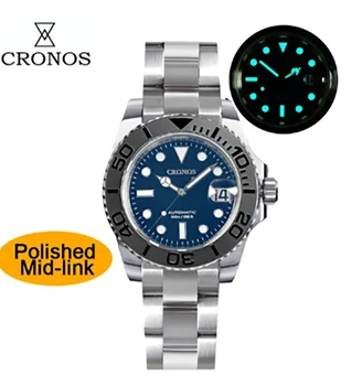 Мъжки часовник Cronos Sub Diver с Двупосочно Безелем 40 мм 20ATM, Водоустойчив, матиран и полиран Гривна със Средните звена, Мъжки Часовник
