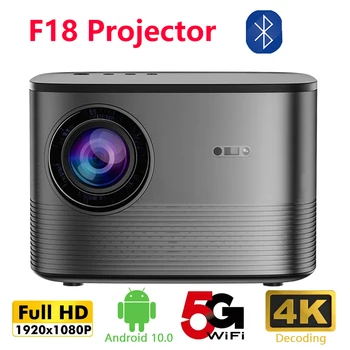 Поддържа се мини проектор F18 LED 1080P Android 10 Movie в прожектор 4K Открит Умен за домашно кино Airplay Miracast