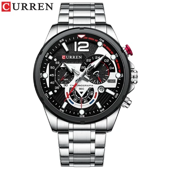 CURREN, Кварцов мъжки часовник от неръждаема Стомана, с хронограф, дата, модерен ръчен часовник за мъже, светещи ръчни спортни мъжки часовници Relogio