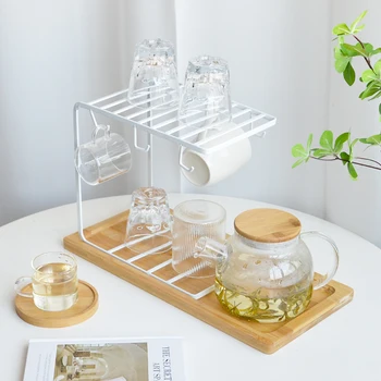 【Zhubai Home】 Метална чаша за Титуляр под формата на дърво Поставка за тезгяха 6 Куки Закачалка за Чаши кафе на Багажник-органайзер за кухненски шкаф