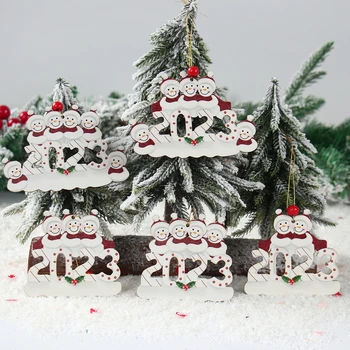 Коледен Снежен човек със Собствените си РЪЦЕ Дървен Медальон Весела Коледна Украса За Дома 2023 Навидад Noel Коледно Дърво Декорация Декор Нова Година