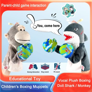 Детски бокс Срещу Електрически Плюшени играчки Интерактивна игра за родители и деца Маймуна Акула Мека кукла Играчка за Коледни подаръци за деца