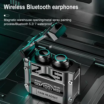 M25 Безжична Bluetooth 5.2 Магнитен Hatch Метален Механичен Двойна Ушния дигитален дисплей, Спортен Bluetooth подложка