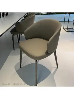 Модерен минималистичен кожен стол за хранене ресторант домашен Италиански минималистичен мек стол с чанта дизайнерски стол за книги, стол за грим