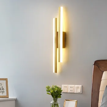 Модерна стенни лампа за спалня на фона на телевизор, коридор, пасаж, стая декор, Линейна лента, led, с монтиран на стената лампа, Скандинавски Стилен минималистичен