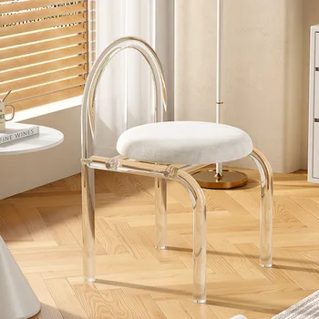 * Козметичен стол, Тоалетка Табуретка, Прозрачен Усъвършенстван акрилен стол за почивка, Проста маса за хранене и стол в скандинавски стил
