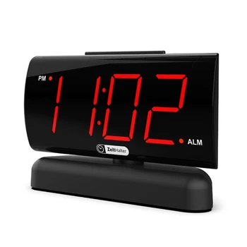 Електронни часовници с извито led екран, нощни настолен будилник с въртящ се на 90 градуса основание за спални, Офис led часовници