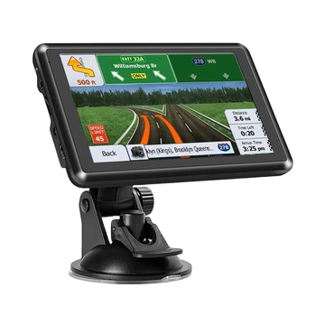 5-Инчов автомобилен GPS навигатор със сензорен екран с HD Автомобилен GPS навигатор FM трансмитер Гласово напомняне EU AU Карта на Северна Америка Аларма за превишаване на скоростта