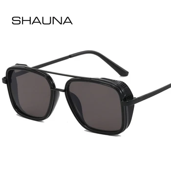 SHAUNA Ретро Двойни мостове Квадратни луксозни Дамски Слънчеви очила Модерен градиентные лещи UV400 Мъжки слънчеви очила в стил пънк