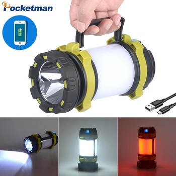 Преносим led фенерче, уличен USB Акумулаторна лампа за къмпинг, Мултифункционален 4 режима на работа, прожектор, Powerbank, светлината на прожекторите