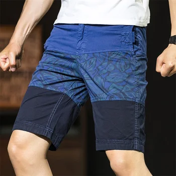 2023 Нови мъжки летни къси панталони в стил мозайка с принтом, Корейската версия, Универсални Свободни Ежедневни панталони големи размери с висока талия